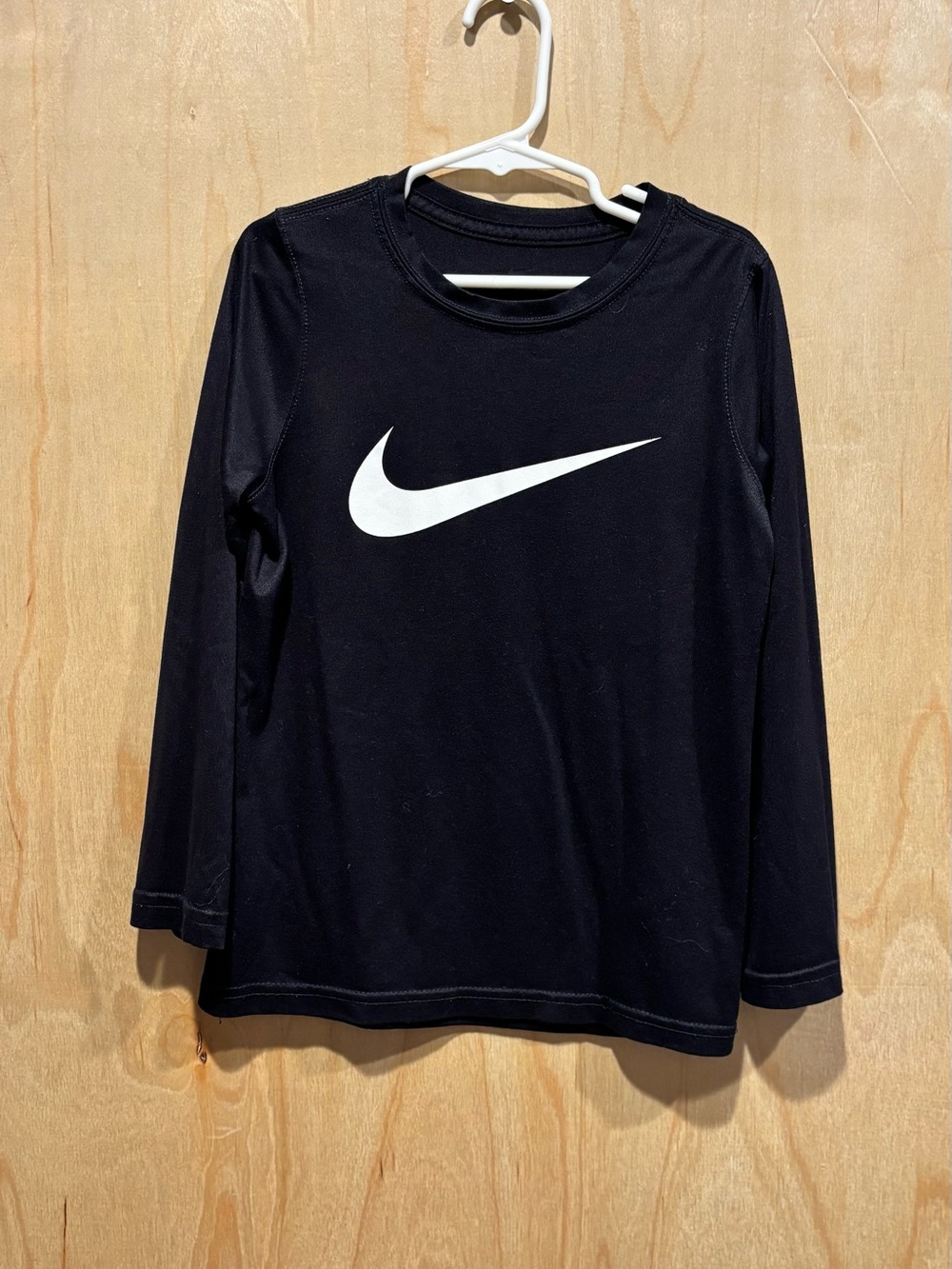 Nike Black Long-Sleeve Tee with White Swoosh